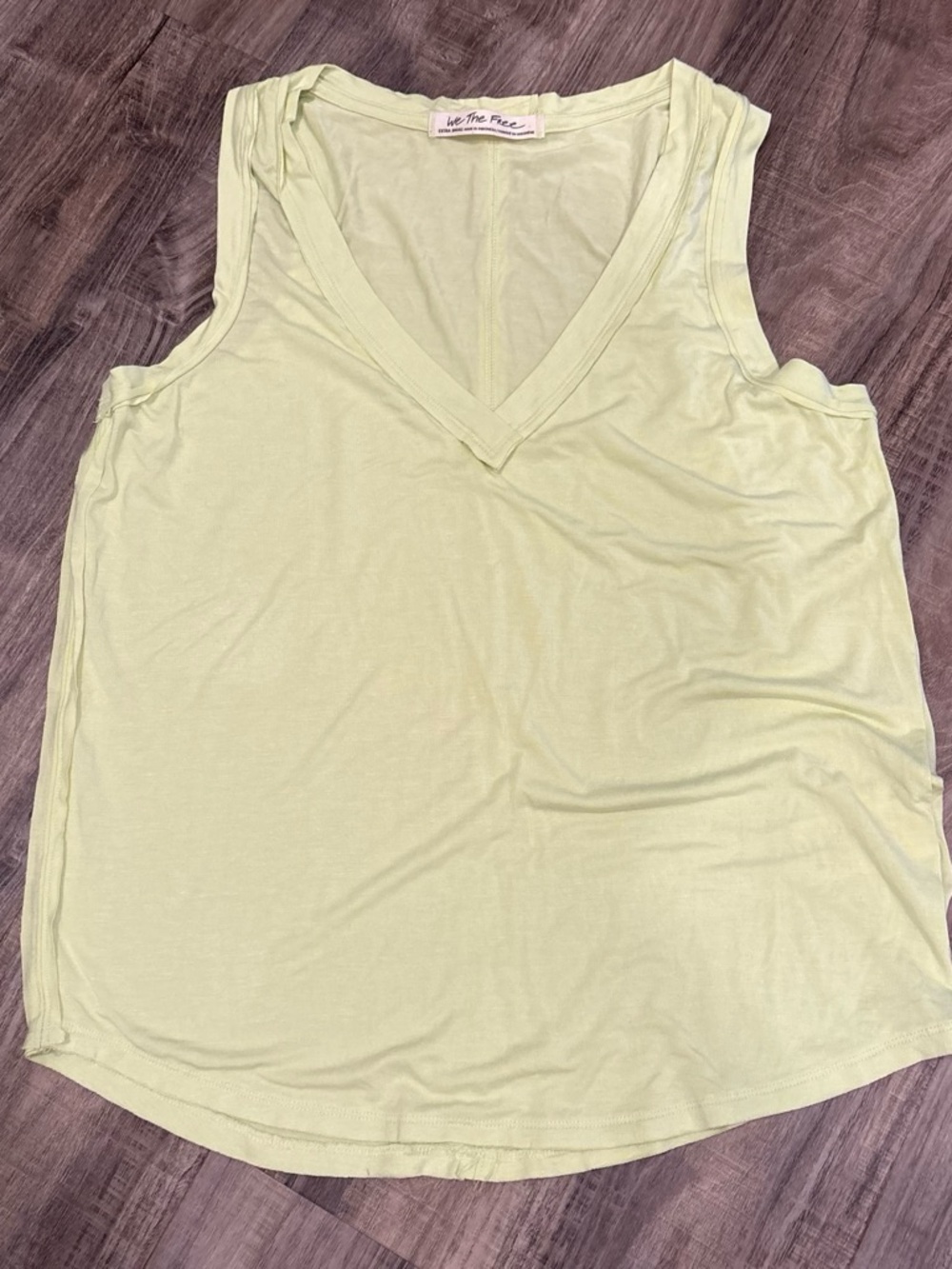 We The Free Soft (Lime) Yellow V-Neck Tank Top